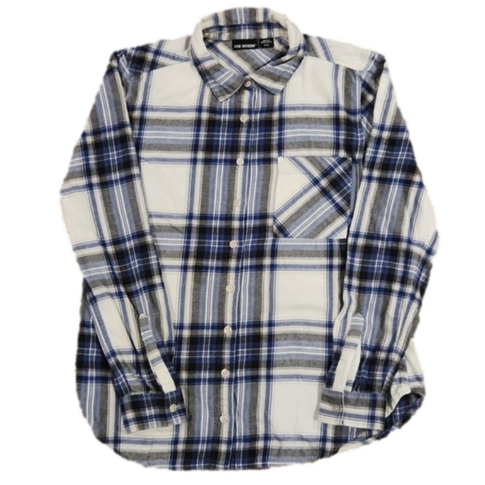 3/$20 Joe Boxer Blue & Black Plaid Casual Button-Up Shirt